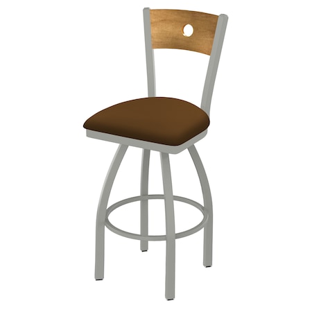 Holland Bar Stool Co 25" Swivel Counter Stool, Nickel Finish, Med Back, Canter Thatch Seat 83025ANMedMplB001